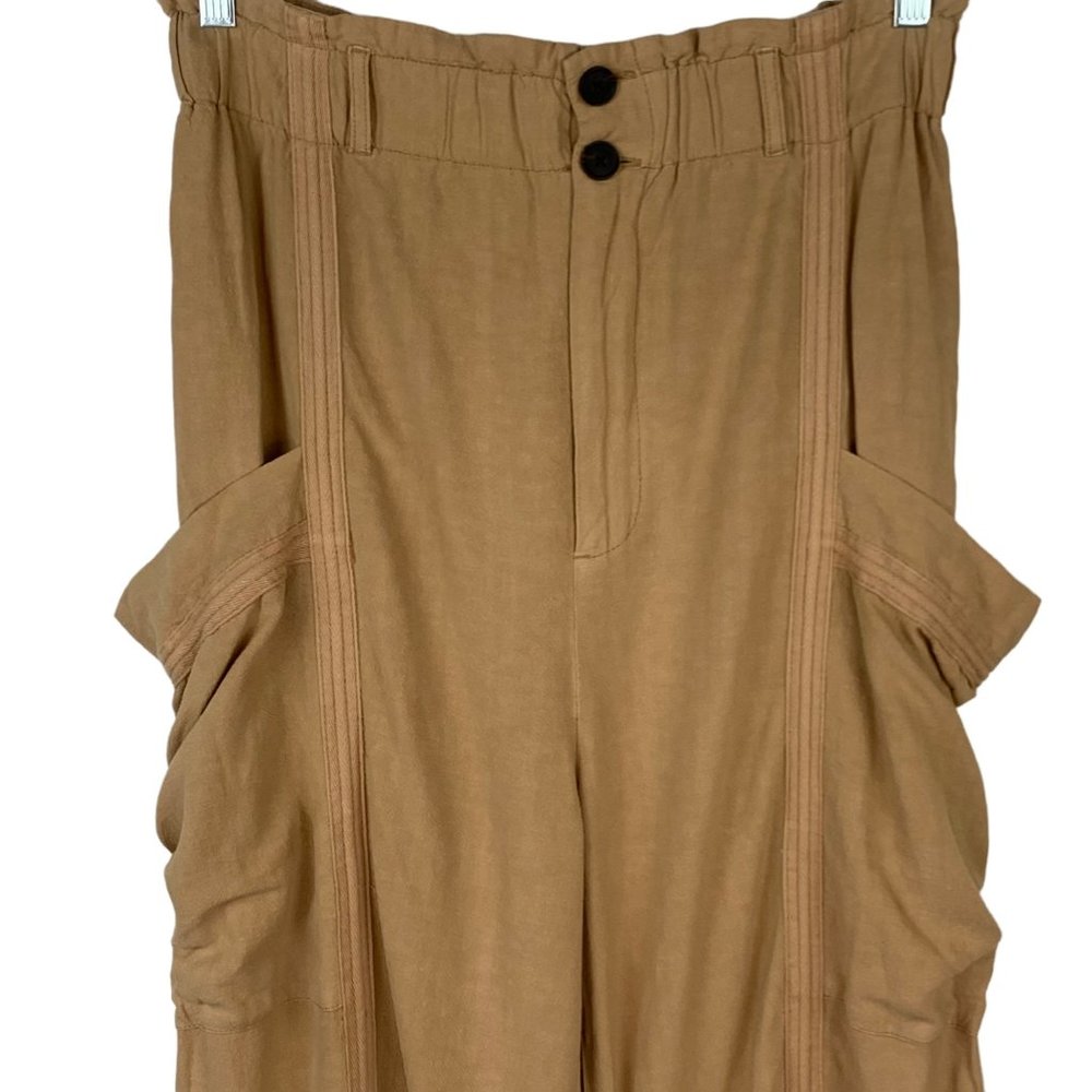 Urban Outfitters Paperbag Cargo Pants Size L NWT Linen Blend - Picture 2 of 9